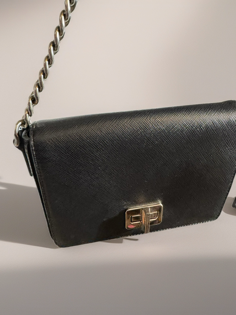 ✨ Prada Milano Black Saffiano Leather Chain Crossbody Bag - Sophisticated Luxury