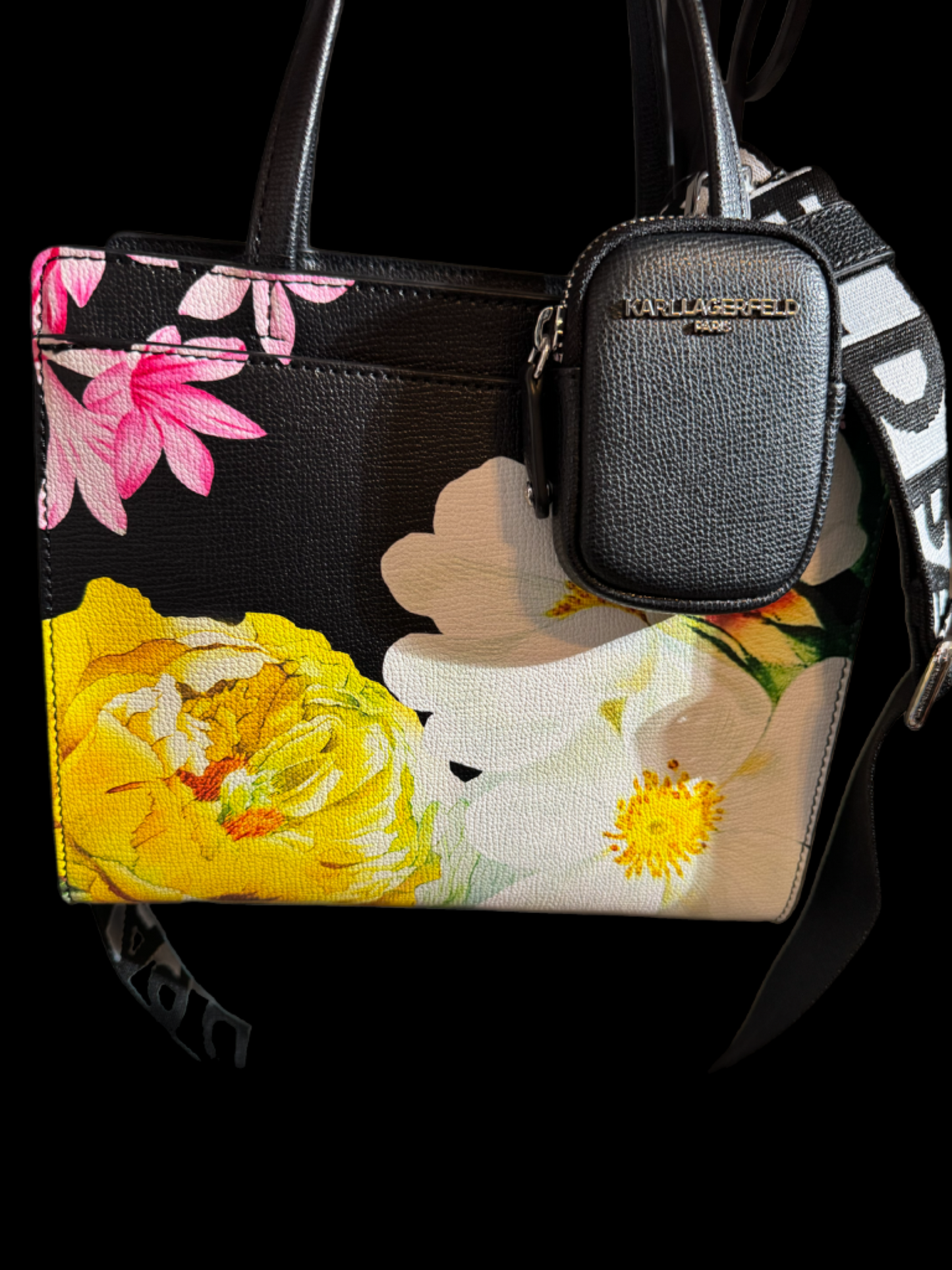 ✨ Karl Lagerfeld Paris Floral Print Crossbody Bag - Artistic Statement Piece