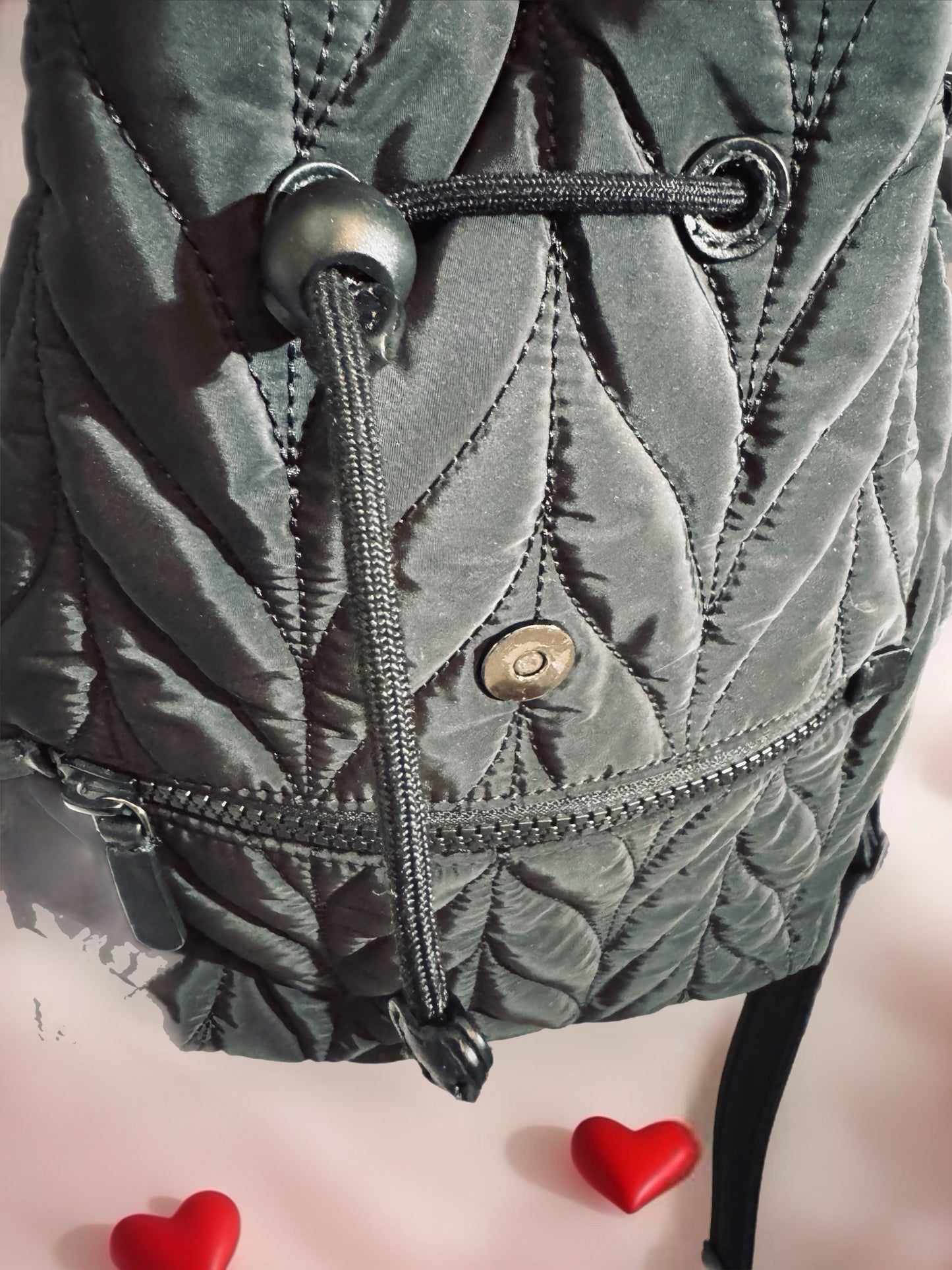 Kate Spade Quilted Drawstring Backpack – Black