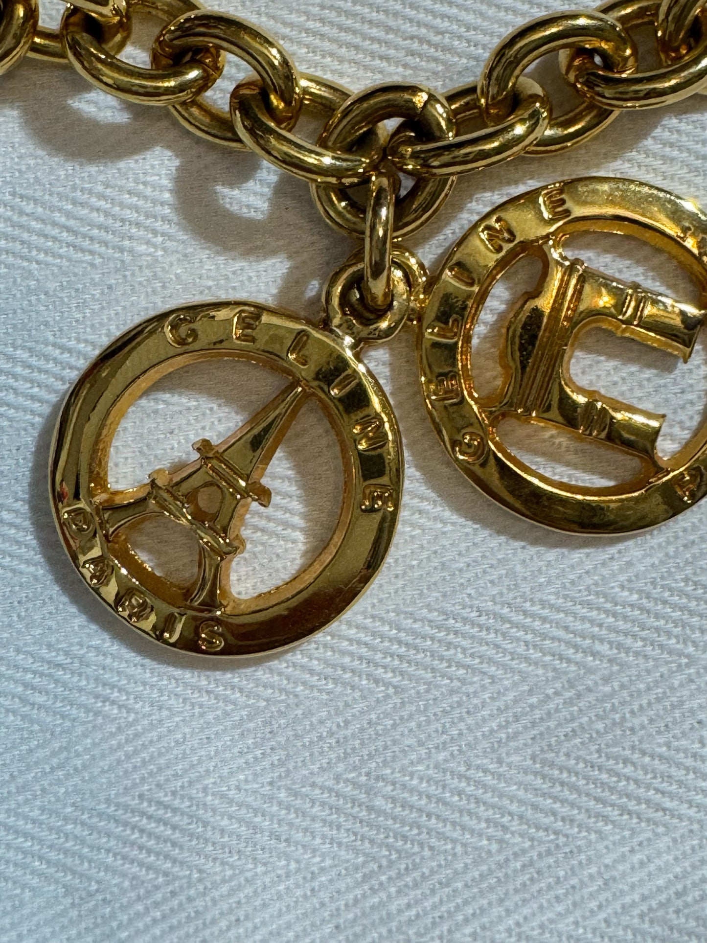 ✨ Vintage Celine Paris Gold-Tone Charm Bracelet