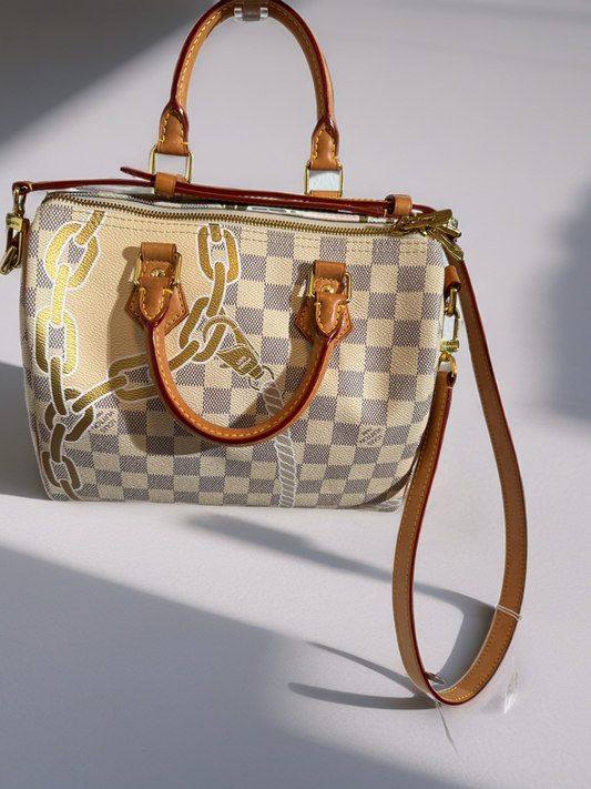 👜 Louis Vuitton Damier Azur Speedy Bandoulière 25 – Chain Print Limited Edition