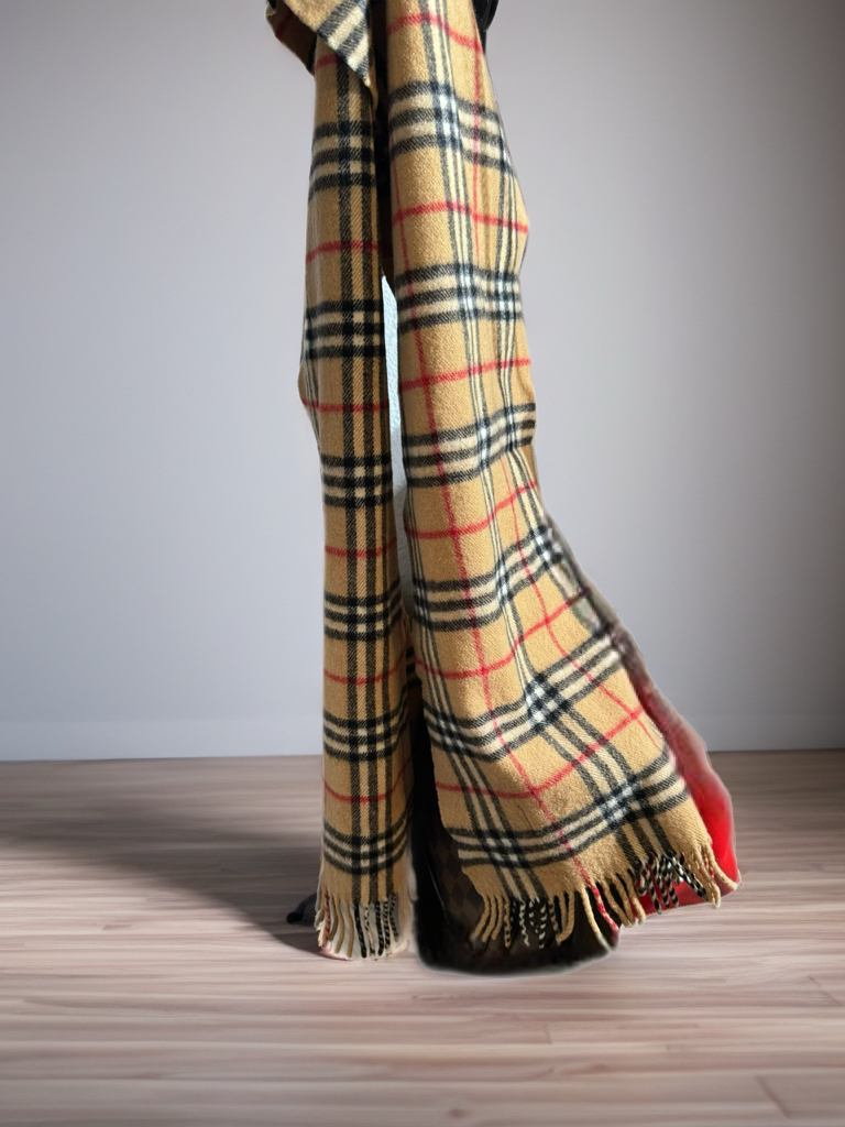 🧣✨ Burberry Vintage Check Cashmere Scarf with Fringe - Iconic British Luxury