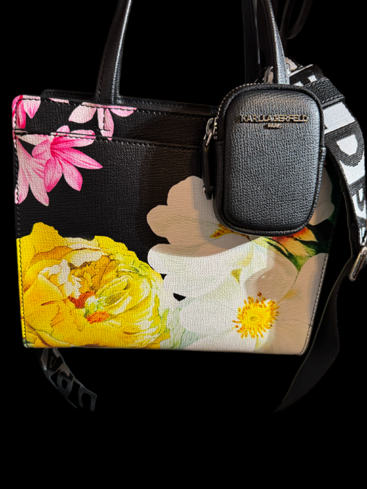 ✨ Karl Lagerfeld Paris Floral Print Crossbody Bag - Artistic Statement Piece