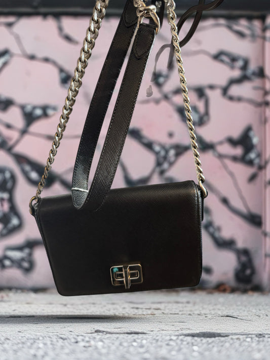 ✨ Prada Milano Black Saffiano Leather Chain Crossbody Bag - Sophisticated Luxury