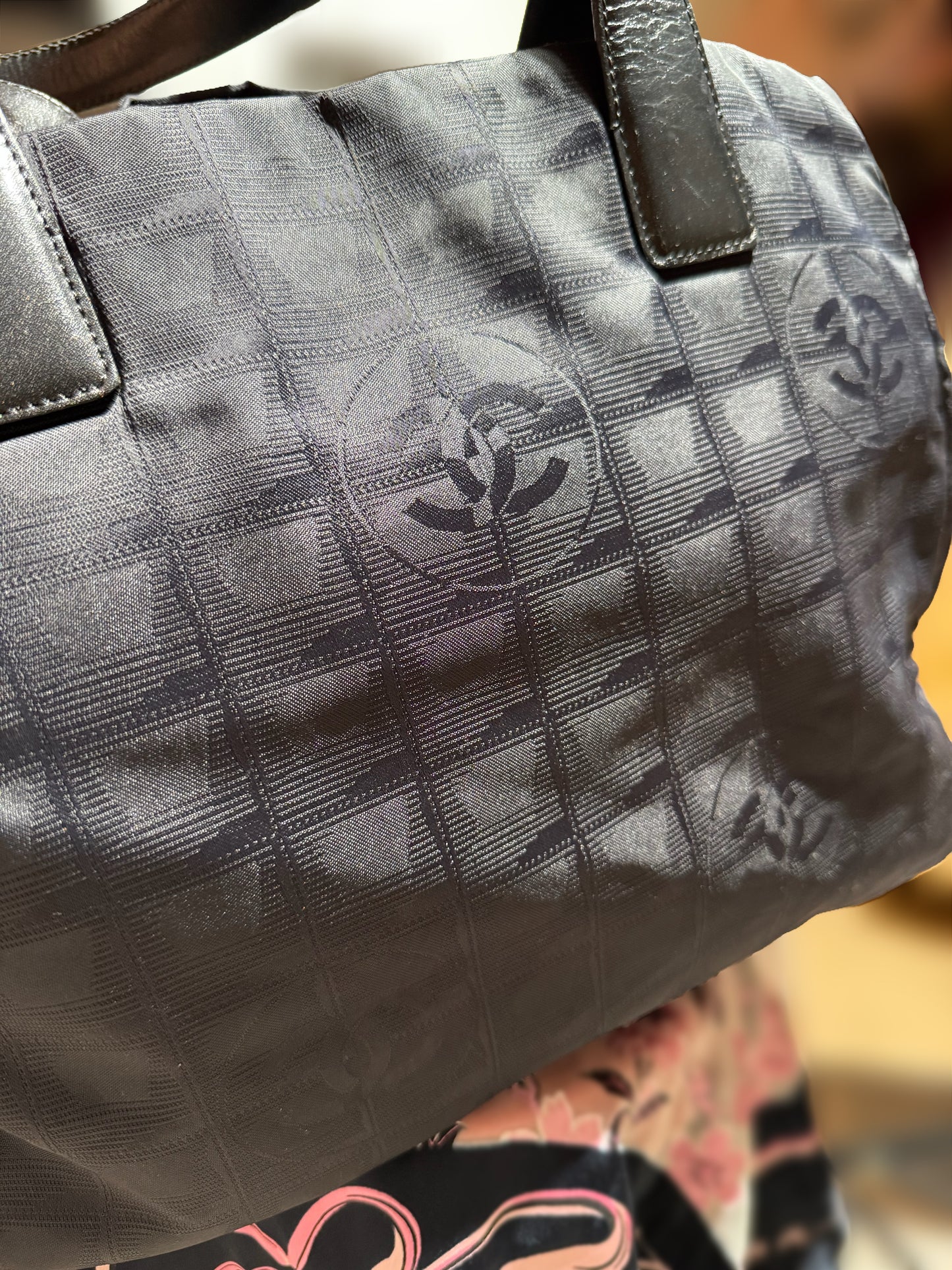 🖤 Chanel Travel Line Tote – Black Nylon & Leather