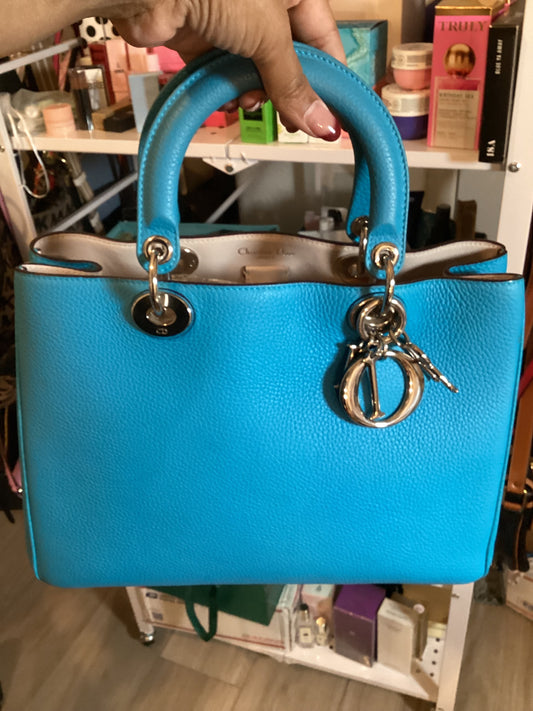 Christian Dior - Dior Blue Leather Bullcalf Medium with Silver DIOR charm