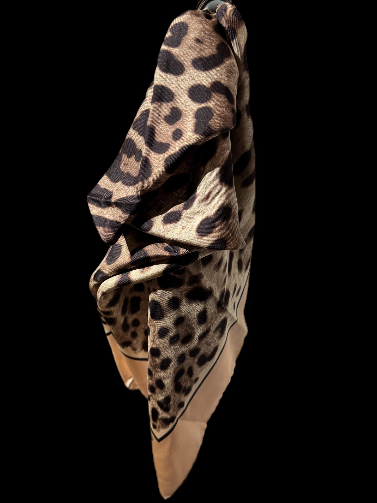 🐆 Dolce & Gabbana 100% Silk Leopard Print Scarf – Made in Italy