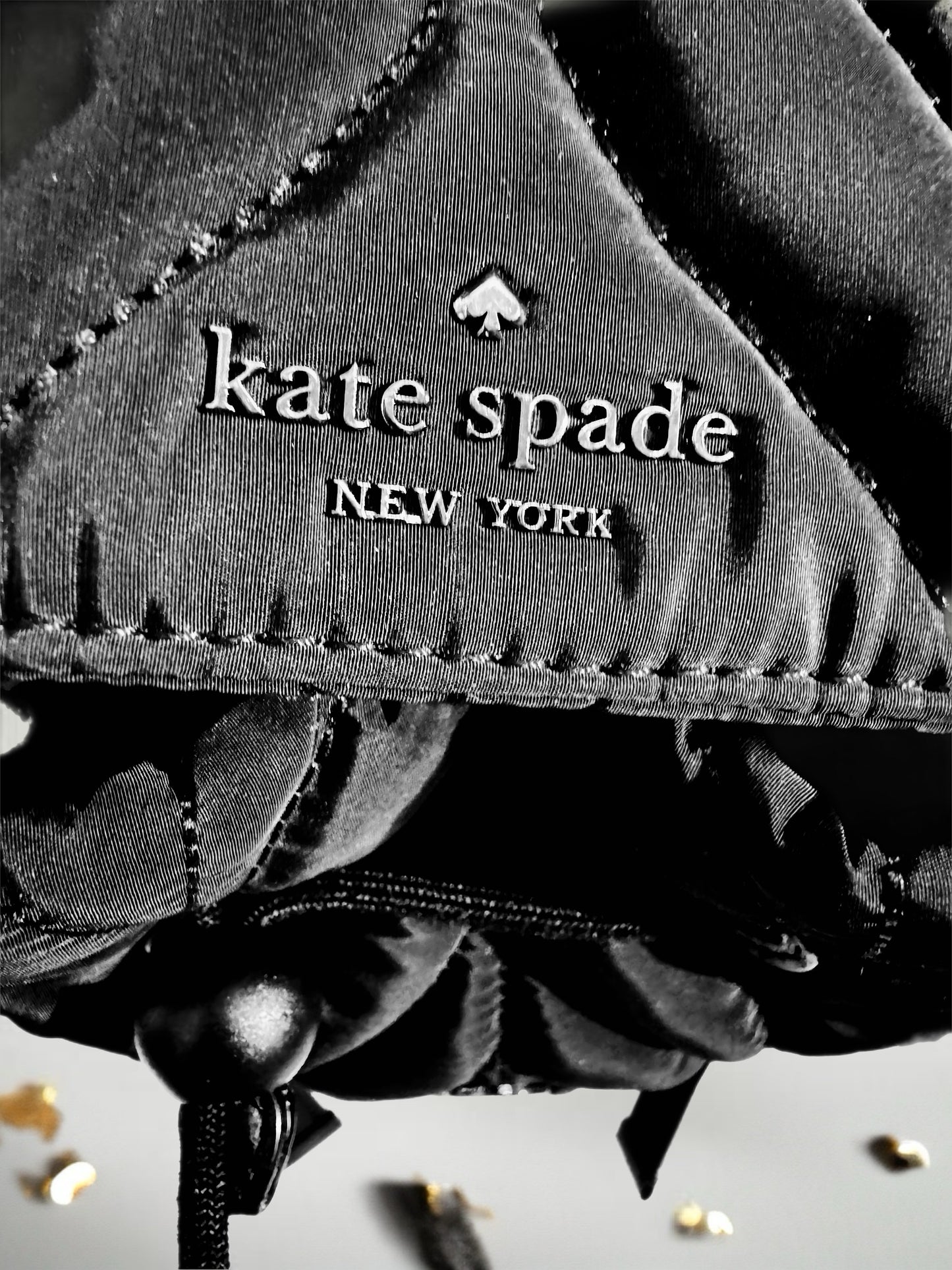 Kate Spade Quilted Drawstring Backpack – Black