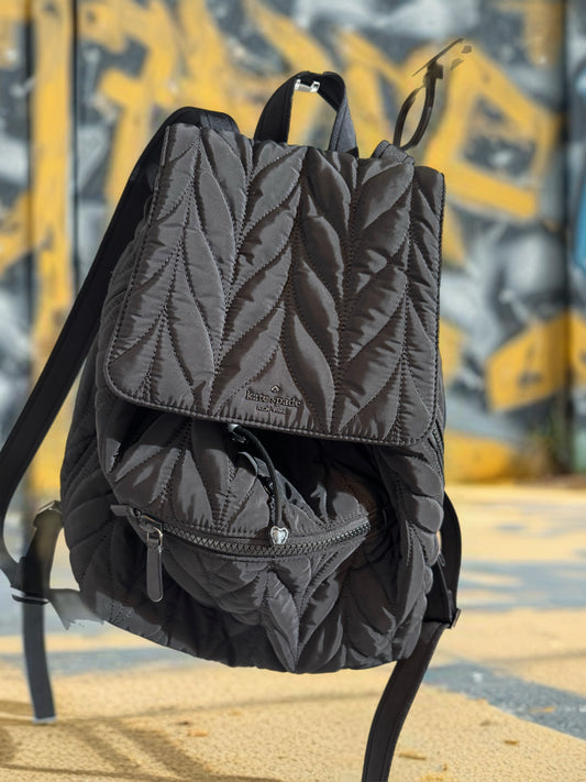 Kate Spade Quilted Drawstring Backpack – Black