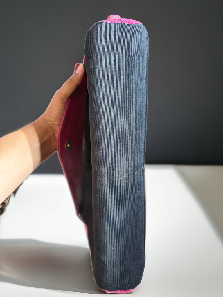 Vintage Gianni Versace Black & Pink Satin Envelope Clutch